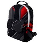 Gamer Tech Black Mesh Red Modern Shape Texture Geometric Pattern Flap Pocket Backpack (Small)