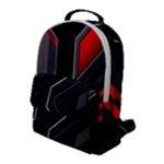 Gamer Tech Black Mesh Red Modern Shape Texture Geometric Pattern Flap Pocket Backpack (Large)