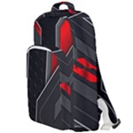 Gamer Tech Black Mesh Red Modern Shape Texture Geometric Pattern Double Compartment Backpack