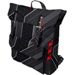 Gamer Tech Black Mesh Red Modern Shape Texture Geometric Pattern Buckle Up Backpack
