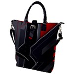Gamer Tech Black Mesh Red Modern Shape Texture Geometric Pattern Buckle Top Tote Bag