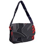 Gamer Tech Black Mesh Red Modern Shape Texture Geometric Pattern Courier Bag