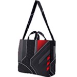 Gamer Tech Black Mesh Red Modern Shape Texture Geometric Pattern Square Shoulder Tote Bag