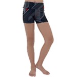Gamer Tech Black Mesh Red Modern Shape Texture Geometric Pattern Kids  Lightweight Velour Yoga Shorts