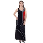 Gamer Tech Black Mesh Red Modern Shape Texture Geometric Pattern Sleeveless Velour Maxi Dress