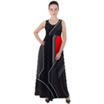 Gamer Tech Black Mesh Red Modern Shape Texture Geometric Pattern Empire Waist Velour Maxi Dress