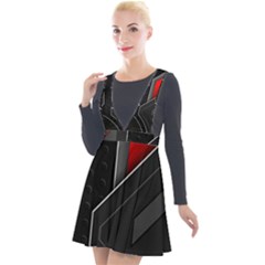 Plunge Pinafore Velour Dress 