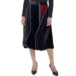 Gamer Tech Black Mesh Red Modern Shape Texture Geometric Pattern Classic Velour Midi Skirt 