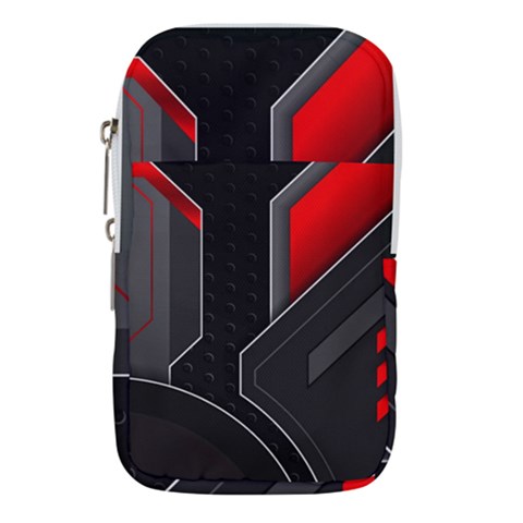 Gamer Tech Black Mesh Red Modern Shape Texture Geometric Pattern Waist Pouch (Small) from ArtsNow.com