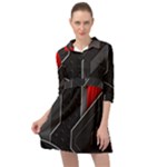 Gamer Tech Black Mesh Red Modern Shape Texture Geometric Pattern Mini Skater Shirt Dress