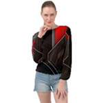 Gamer Tech Black Mesh Red Modern Shape Texture Geometric Pattern Banded Bottom Chiffon Top