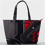 Gamer Tech Black Mesh Red Modern Shape Texture Geometric Pattern Back Pocket Shoulder Bag 