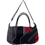 Gamer Tech Black Mesh Red Modern Shape Texture Geometric Pattern Removable Strap Handbag