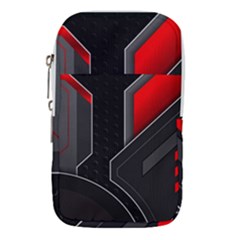 Gamer Tech Black Mesh Red Modern Shape Texture Geometric Pattern Waist Pouch (Large) from ArtsNow.com