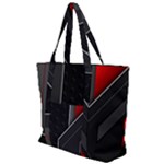 Gamer Tech Black Mesh Red Modern Shape Texture Geometric Pattern Zip Up Canvas Bag