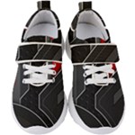 Gamer Tech Black Mesh Red Modern Shape Texture Geometric Pattern Kids  Velcro Strap Shoes