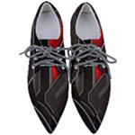 Gamer Tech Black Mesh Red Modern Shape Texture Geometric Pattern Pointed Oxford Shoes
