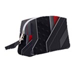 Gamer Tech Black Mesh Red Modern Shape Texture Geometric Pattern Wristlet Pouch Bag (Medium)