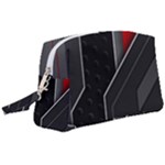 Gamer Tech Black Mesh Red Modern Shape Texture Geometric Pattern Wristlet Pouch Bag (Large)