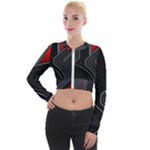 Gamer Tech Black Mesh Red Modern Shape Texture Geometric Pattern Long Sleeve Cropped Velvet Jacket