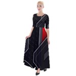 Gamer Tech Black Mesh Red Modern Shape Texture Geometric Pattern Half Sleeves Maxi Dress