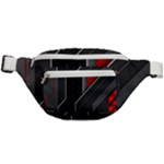 Gamer Tech Black Mesh Red Modern Shape Texture Geometric Pattern Fanny Pack