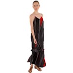 Gamer Tech Black Mesh Red Modern Shape Texture Geometric Pattern Cami Maxi Ruffle Chiffon Dress