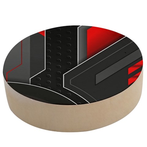 Gamer Tech Black Mesh Red Modern Shape Texture Geometric Pattern Wooden Bottle Opener (Round) from ArtsNow.com