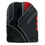 Gamer Tech Black Mesh Red Modern Shape Texture Geometric Pattern Drawstring Pouch (3XL)