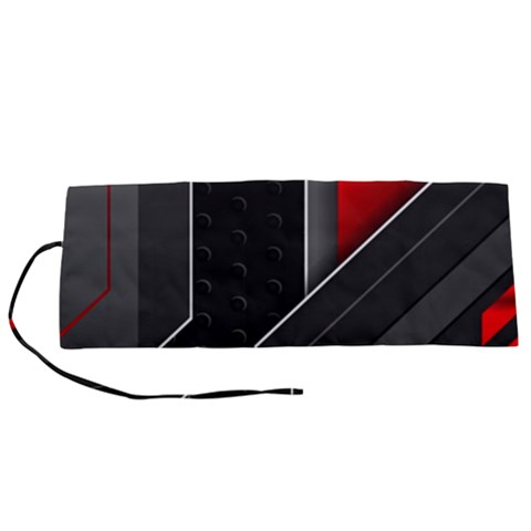 Gamer Tech Black Mesh Red Modern Shape Texture Geometric Pattern Roll Up Canvas Pencil Holder (S) from ArtsNow.com