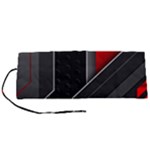 Gamer Tech Black Mesh Red Modern Shape Texture Geometric Pattern Roll Up Canvas Pencil Holder (S)