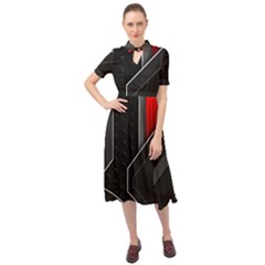 Keyhole Neckline Chiffon Dress 