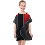 Gamer Tech Black Mesh Red Modern Shape Texture Geometric Pattern Kids  One Piece Chiffon Dress