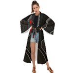 Gamer Tech Black Mesh Red Modern Shape Texture Geometric Pattern Maxi Kimono