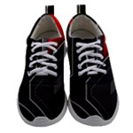 Gamer Tech Black Mesh Red Modern Shape Texture Geometric Pattern Women Athletic Shoes