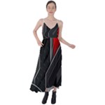 Gamer Tech Black Mesh Red Modern Shape Texture Geometric Pattern Tie Back Maxi Dress