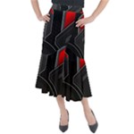 Gamer Tech Black Mesh Red Modern Shape Texture Geometric Pattern Midi Mermaid Skirt