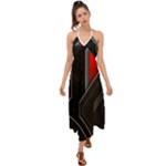Gamer Tech Black Mesh Red Modern Shape Texture Geometric Pattern Halter Tie Back Dress 