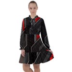Gamer Tech Black Mesh Red Modern Shape Texture Geometric Pattern All Frills Chiffon Dress