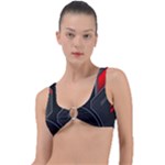 Gamer Tech Black Mesh Red Modern Shape Texture Geometric Pattern Ring Detail Bikini Top