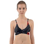 Gamer Tech Black Mesh Red Modern Shape Texture Geometric Pattern Wrap Around Bikini Top