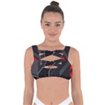 Gamer Tech Black Mesh Red Modern Shape Texture Geometric Pattern Bandaged Up Bikini Top