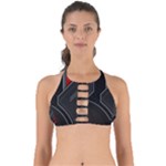 Gamer Tech Black Mesh Red Modern Shape Texture Geometric Pattern Perfectly Cut Out Bikini Top