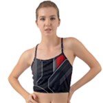 Gamer Tech Black Mesh Red Modern Shape Texture Geometric Pattern Mini Tank Bikini Top