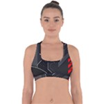 Gamer Tech Black Mesh Red Modern Shape Texture Geometric Pattern Cross Back Hipster Bikini Top 