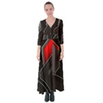 Gamer Tech Black Mesh Red Modern Shape Texture Geometric Pattern Button Up Maxi Dress