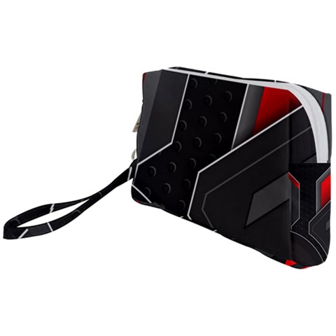Gamer Tech Black Mesh Red Modern Shape Texture Geometric Pattern Wristlet Pouch Bag (Small) from ArtsNow.com