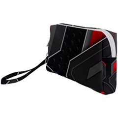 Gamer Tech Black Mesh Red Modern Shape Texture Geometric Pattern Wristlet Pouch Bag (Small) from ArtsNow.com