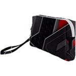 Gamer Tech Black Mesh Red Modern Shape Texture Geometric Pattern Wristlet Pouch Bag (Small)
