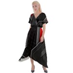Gamer Tech Black Mesh Red Modern Shape Texture Geometric Pattern Cross Front Sharkbite Hem Maxi Dress